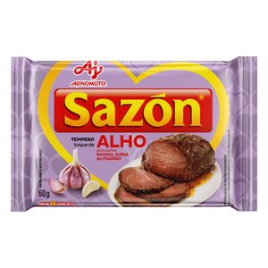 Tempero p/ Carnes Sazón Toque de Alho Pacote 60g com 12 Unidades
