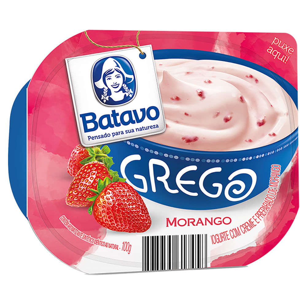 Iogurte Grego Batavo Morango Pote 100g