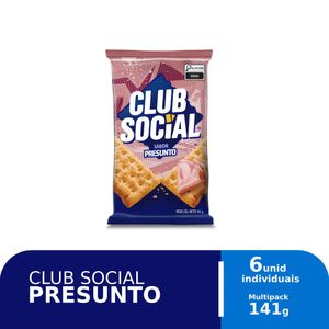 Biscoito Club Social Presunto Multipack 141g com 6 Unidades