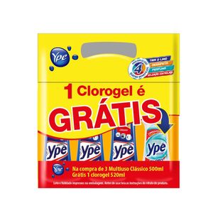 Limpador Ypê Multiuso c/3 500Ml Gt Cl Gel, Trad