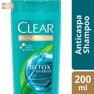 Shampoo Clear Anticaspa Scalpfoods Detox Diário Frasco 200ml