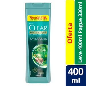 Shampoo Anticaspa Clear Anticoceira Frasco Leve 400ml Pague 330ml