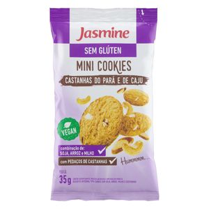 Minibiscoito Cookie Vegano Integral Jasmine Castanha-do-Pará e Caju s/ Glúten Pacote 35g