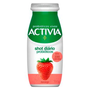 Leite Fermentado Probióticos Activia Shot Diário Zero Lactose Morango Frasco 100g