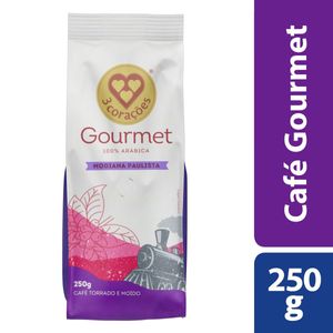 Café em Pó 3 Corações Gourmet Torrado e Moído Mogiana Paulista Pacote 250g