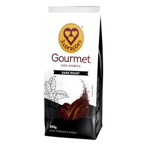 Café em Pó 3 Corações Gourmet Torrado e Moído Dark Roast Pacote 250g