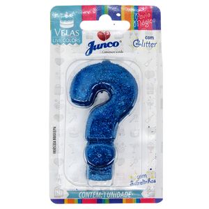 Vela de Aniversário Junco com Glitter Azul Interrogação