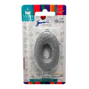 Vela Aniversário Junco Prata com Glitter N0