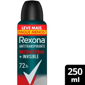 Desodorante Antitranspirante Aerossol Rexona Men Antibacterial + Invisible 250ml