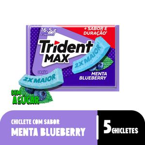 Chiclete Trident Max Menta Blueberry s/ Açúcar 16g Embalagem c/ 5 Unid