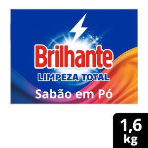 Lava Roupas em Pó Brilhante Limpeza Total p/ Roupas Brancas e ColoridasCaixa 1,6Kg