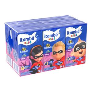 Leite Fermentado Itambé Kids Os Incríveis Uva Caixa 80g com 6 Unidades