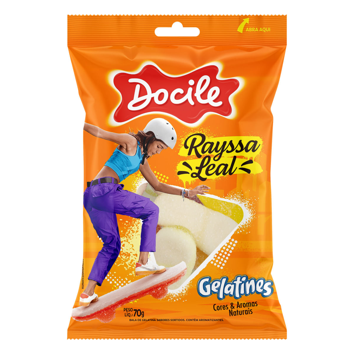 Bala Docile Skate Rayssa Leal Morango 70g | Bretas Supermercado
