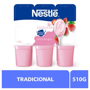 Iogurte Nestlé Parcialmente Desnatado Morango 510g com 6 Unidades