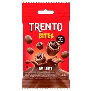 Wafer Trento Bites Recheio Chocolate Cobertura Chocolate ao Leite 38%Cacau Pacote 40g
