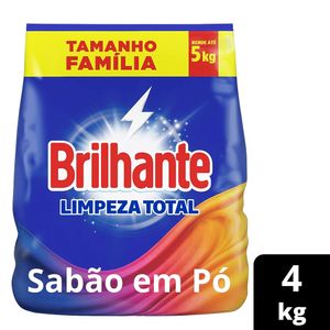 Lava-Roupas em Pó Brilhante Roupas Brancas e Coloridas Limpeza Total Pacote 4Kg Tamanho Família