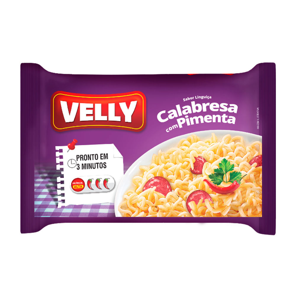 Macarrão Instantâneo Velly Calabresa c/ Pimenta 63g | Bretas Supermercado