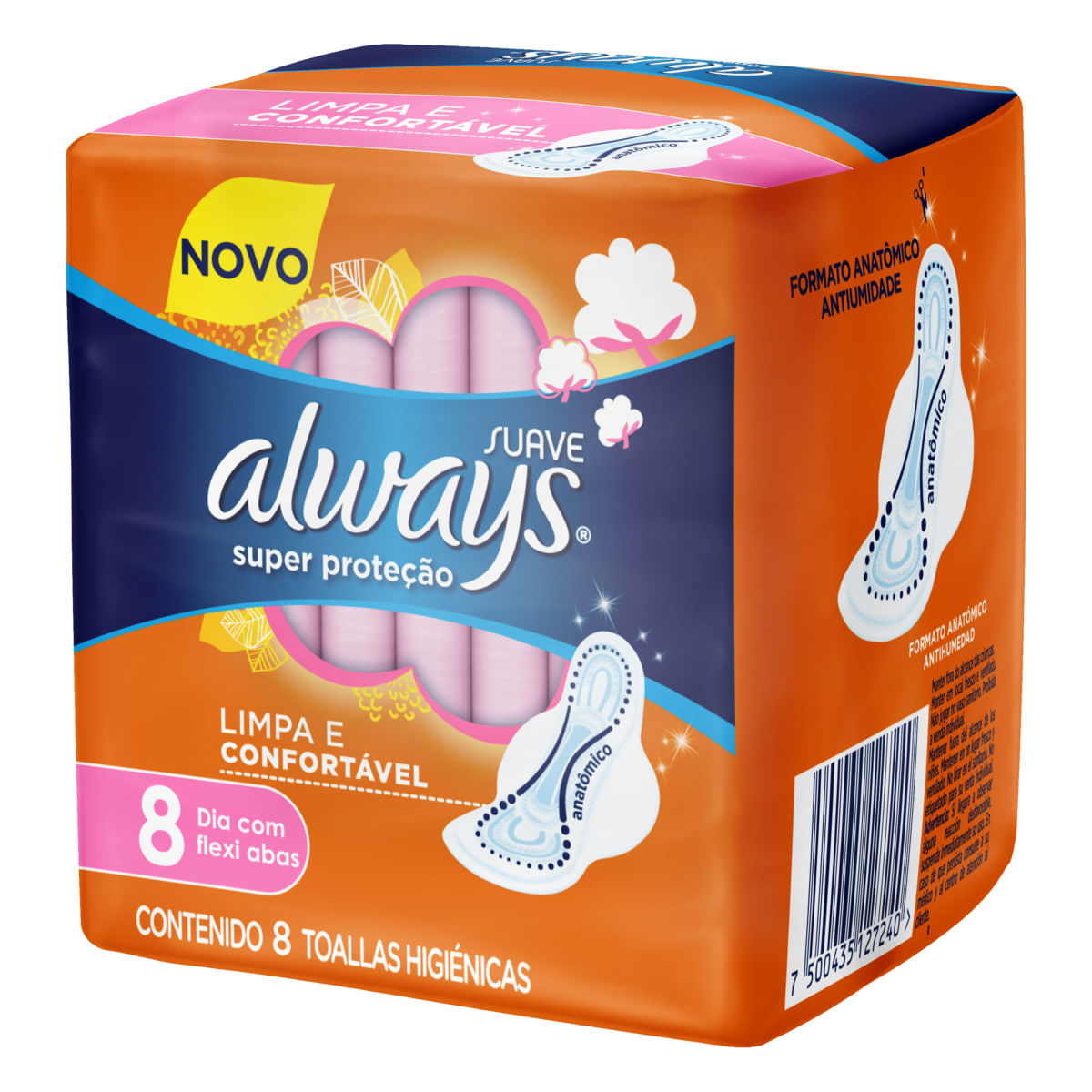 Absorvente Always Dia Super Proteção Cobertura Suave com Abas com 8 ...
