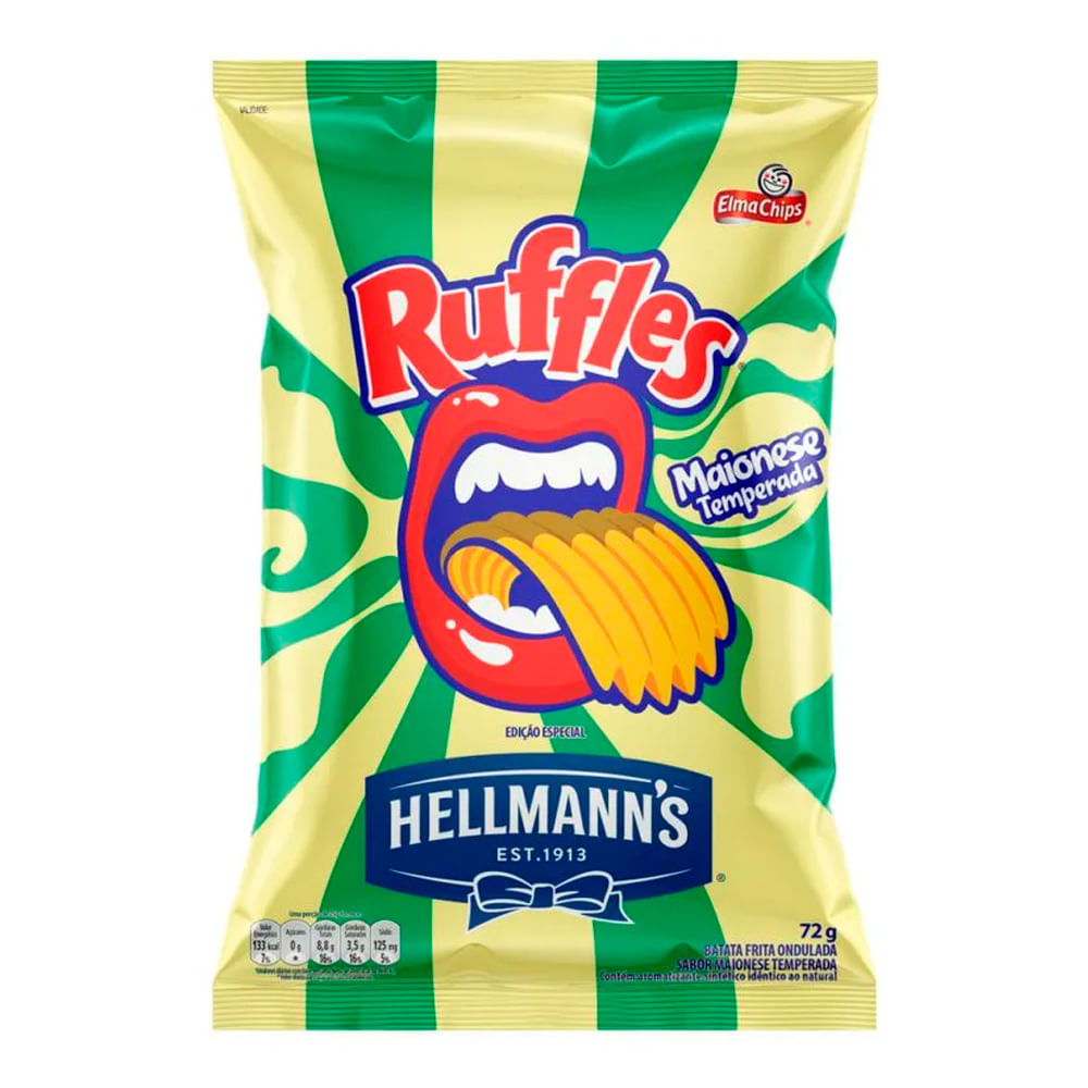 Batata Frita Ondulada Elma Chips Ruffles Hellmanns Temperada 72g ...