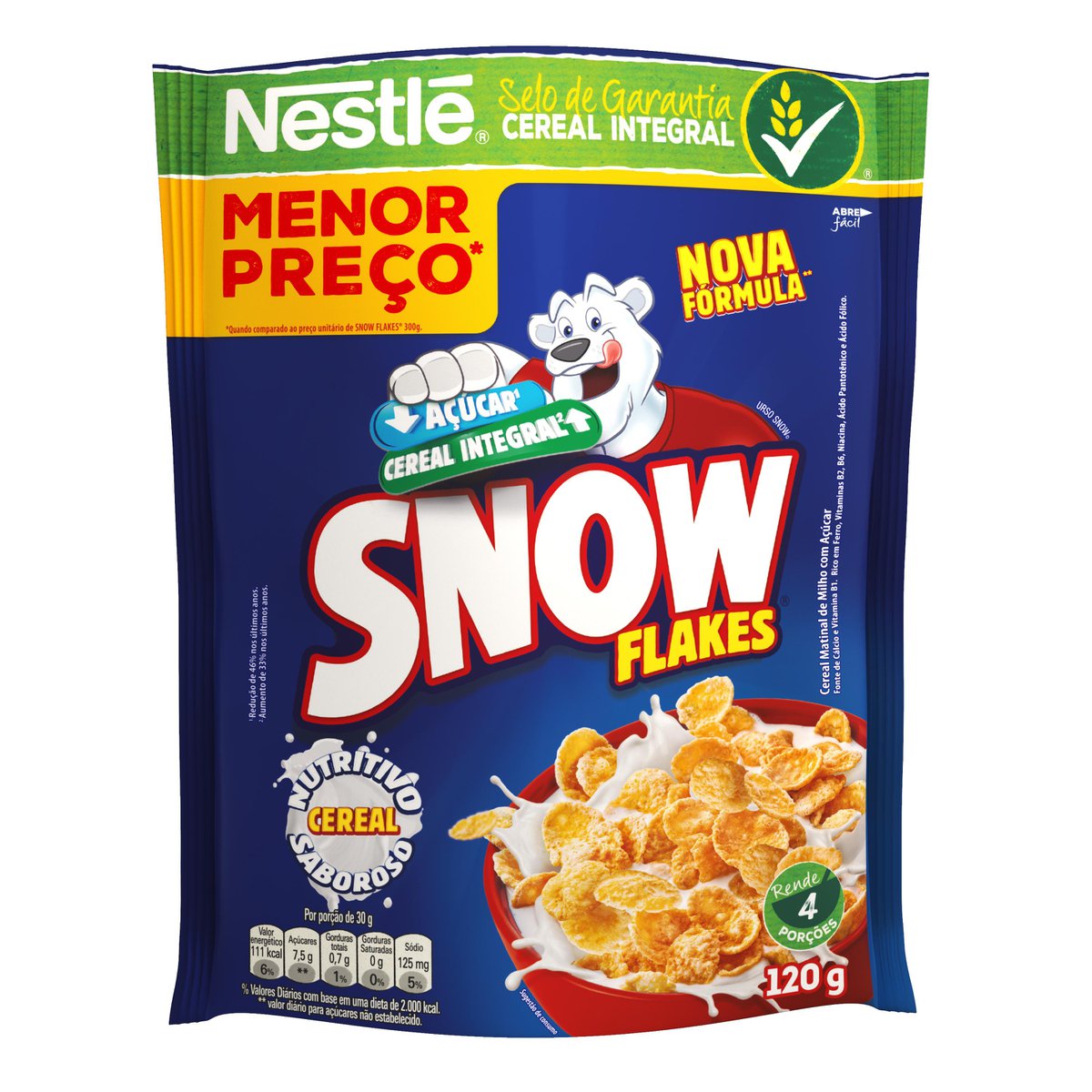 Cereal Matinal Snow Flakes Sachê 120g, Cereal