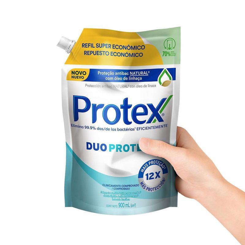 Sabonete Líquido p/ Mãos Protex Duo Protect Sachê 900ml Refil