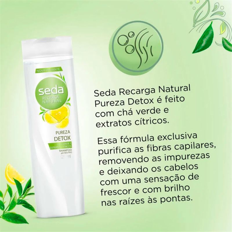 Kit 6 Shampoo Seda Joias da Natureza Chá Verde e Cítricos 425ml