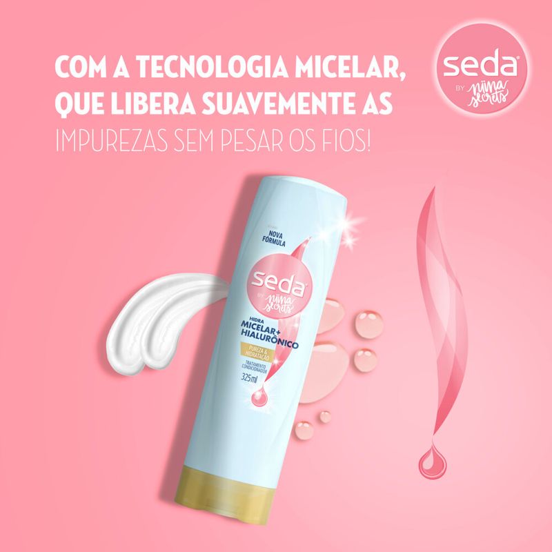 Condicionador Seda by Niina Secrets Hidra Micelar e Hialurônico Frasco 325ml, Condicionador