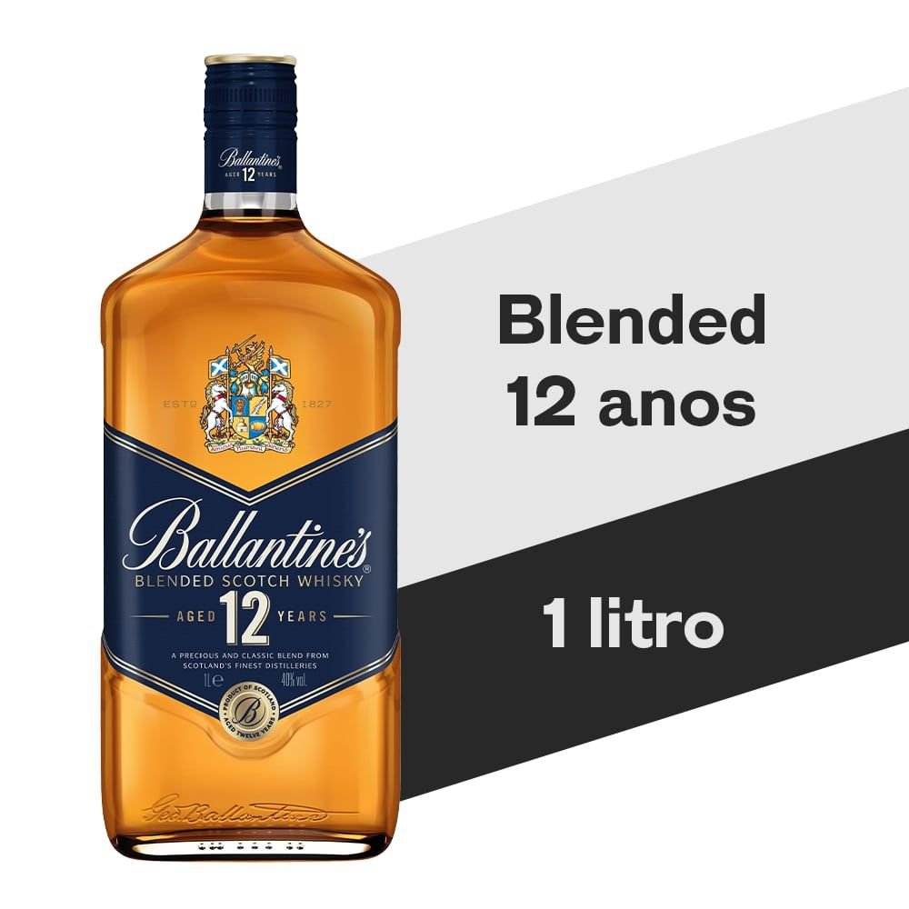 Whisky Ballantine's 12 anos Blended Escocês - 1 litro | Bretas
