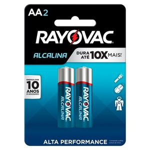 Pilha Rayovac Alcalina Pequena AA2 com 2 Unidades
