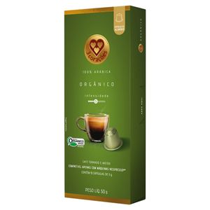 Café em Cápsulas 3 Corações Torrado e Moído Orgânico Caixa 5g c/ 10 Unid