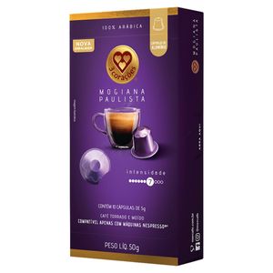 Café em Cápsulas 3 Corações Torrado e Moído Mogiana Paulista Caixa 50g com 10 Unid