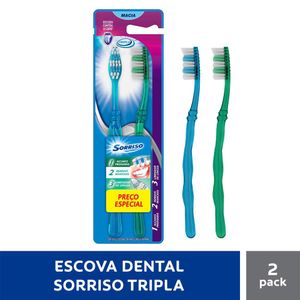 Escova Dente Sorriso Tripla Macia Cabeça Normal C/2