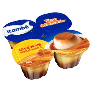 Sobremesa Láctea Itambé Flan Calda de Caramelo Bandeja 400g com 4 Unid de 100g Cada