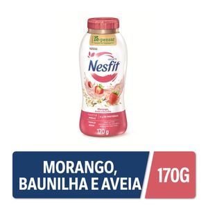 Iogurte Nesfit Desnatado Zero Lactose Morango, Aveia e Baunilha Frasco170g
