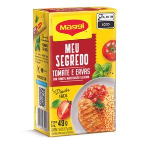Tempero Granulado Maggi Meu Segredo Tomate e Ervas Caixa 49g com 7 Unidades