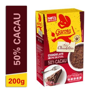 Chocolate em Pó Solúvel Garoto Chocolateria 50% Cacau 200g