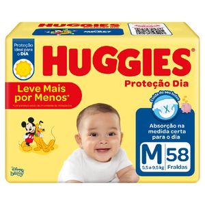 Fralda Descartável Huggies Disney Baby Proteção Dia M c/ 58 Unid Leve + Pague -
