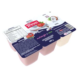 Iogurte Trevinho Morango e Coco Bandeja 480g com 6 Unidades