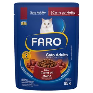 Alimento p/ Gatos Faro Adultos Carne ao Molho Sachê 85g