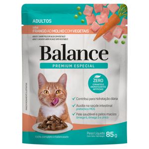 Alimento p/ Gatos Adultos Balance Frango ao Molho c/ Vegetais Sachê 85g