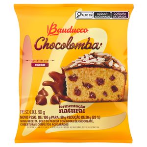 Chocolomba Bauducco c/ Gotas de Chocolate Cobertura Cacau e Confeitos Açucarados Pacote 80g