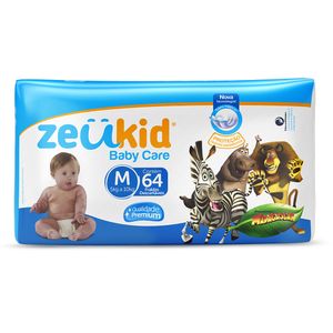 Fralda Descartável Zeukid Baby Care M c/ 64 Unid