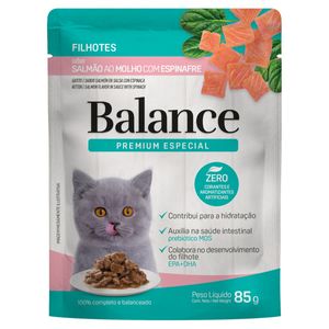 Alimento p/ Gatos Filhotes Balance Salmão ao Molho c/ Espinafre Sachê85g