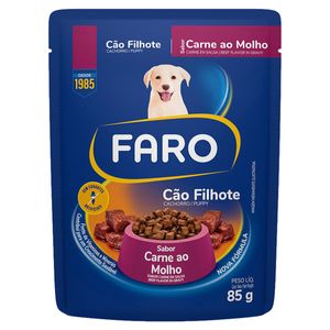 Alimento p/ Cães Faro Filhotes Carne ao Molho Sachê 85g