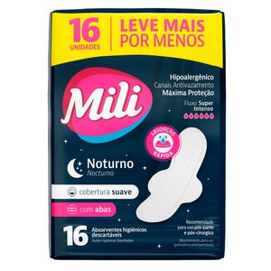 Absorvente Mili Suave c/ Abas Noturno c/ 16 Unid