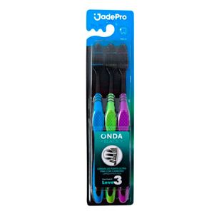 Escova Dental Jadepro Macia Onda Black c/ 3 Unid