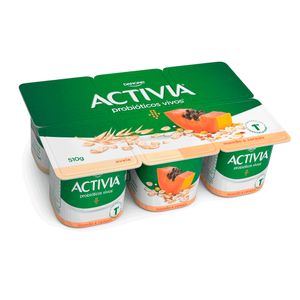 Leite Fermentado Activia Integral Aveia + Mamão e Cereais Bandeja 510g c/ 6 Unid