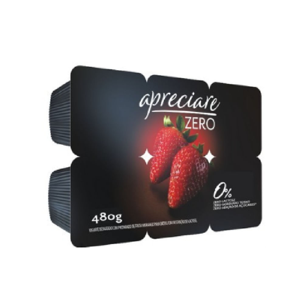 Iogurte Apreciare Morango 0% Lactose Bandeja 480g c/ 6 | Bretas