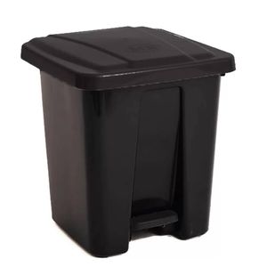 Lixeira MB Silverblack Plástica com Pedal Preta 15 Litros