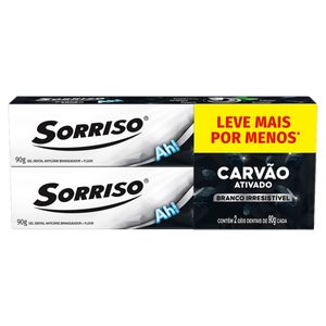 Gel Dental Sorriso Carvão Ativado Branco Irresistível 90g c/ 2 UnidLeve+Por -